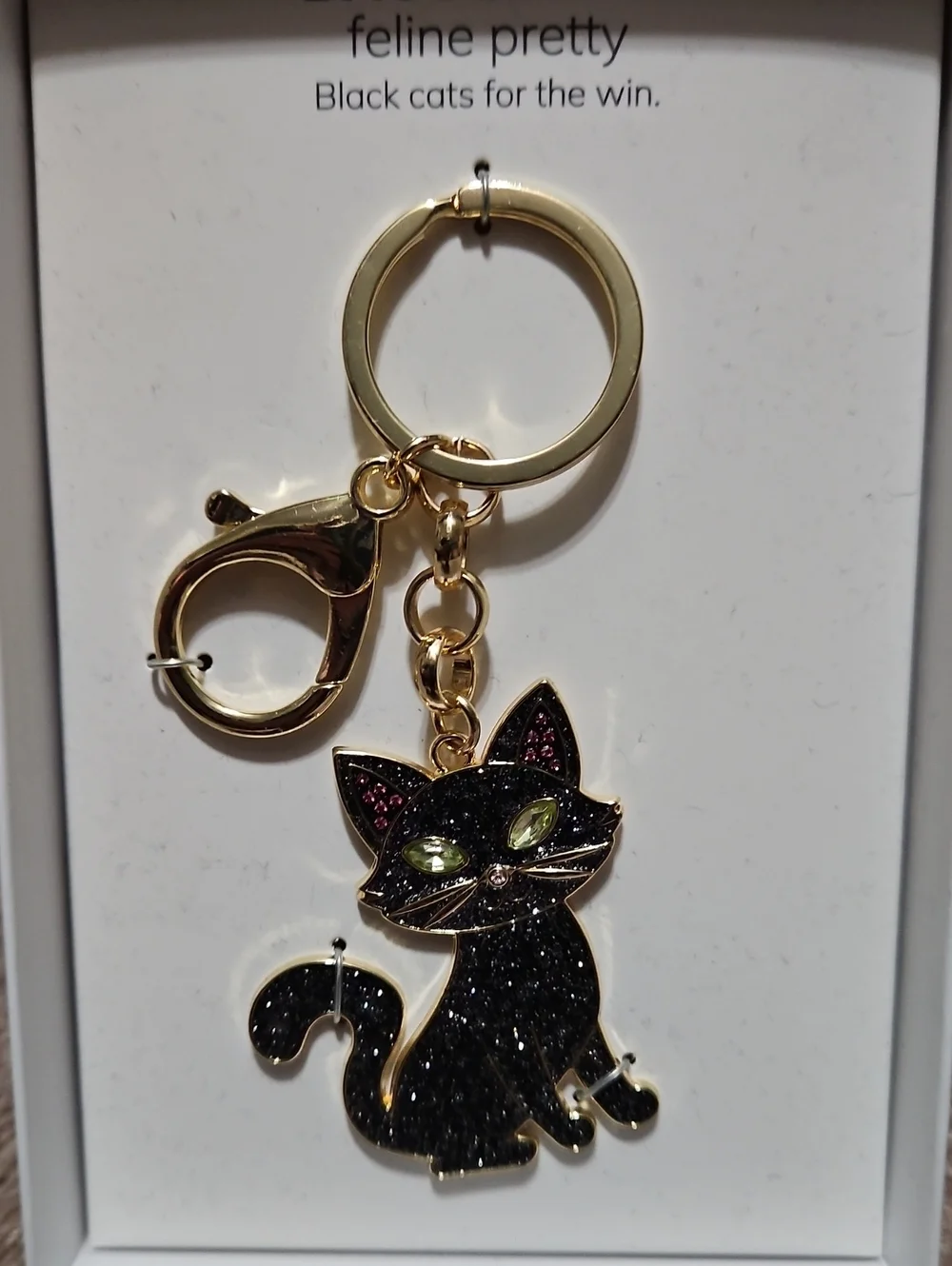 BaubleBar Black Cat Key Chain/Bag Charm